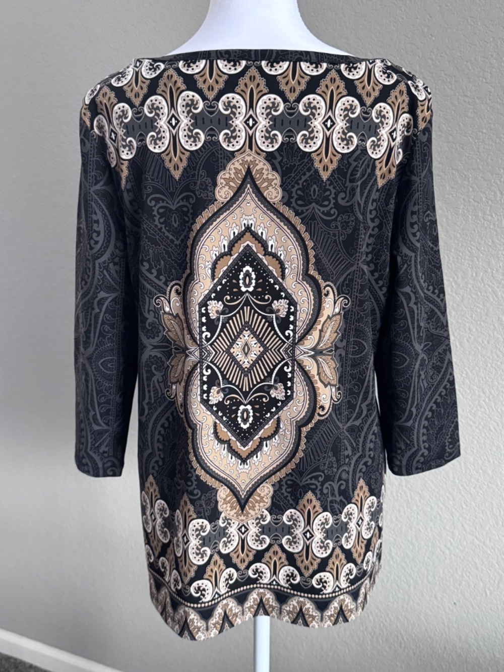 Charter Club Paisley Medallion Placement Print Boatneck Tunic Top Petite Large - Picture 4 of 8